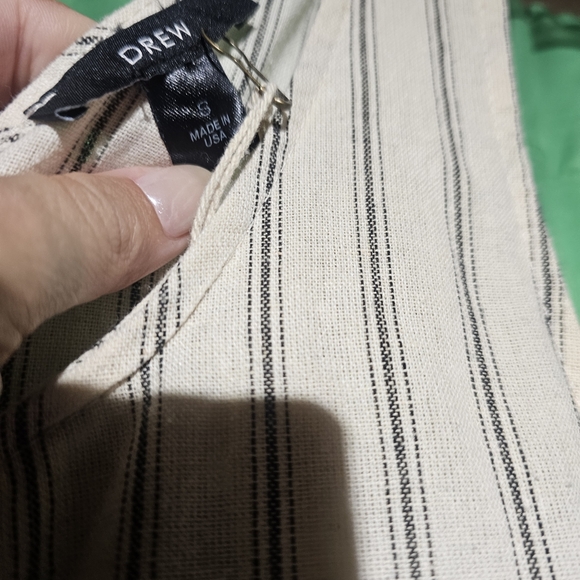 Anthropologie Drew EUC Black Striped Jumpsuit | Elastic Ankles | Linen | Size S - Picture 3 of 4